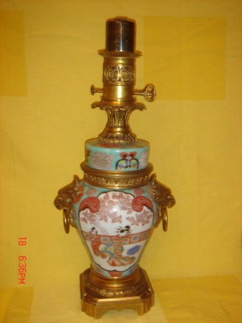 Paar China Lampen Montiert Bronze