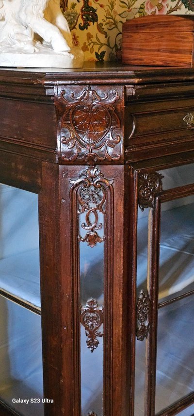 Display case, Regency style silver cabinet at waist height, Liège work from the 18th century