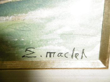 Elisée Maclet "Die Maas" Aquarell