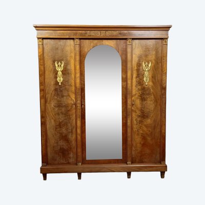 Armadio antico in mogano con specchio – stile Impero / XX secolo