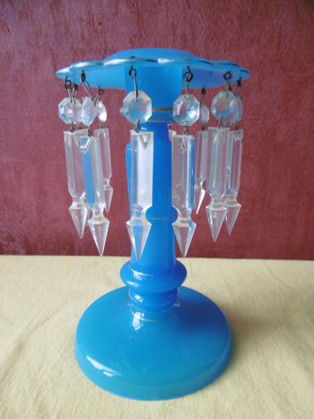 Coppia di candelieri opalini d'epoca Carlo X