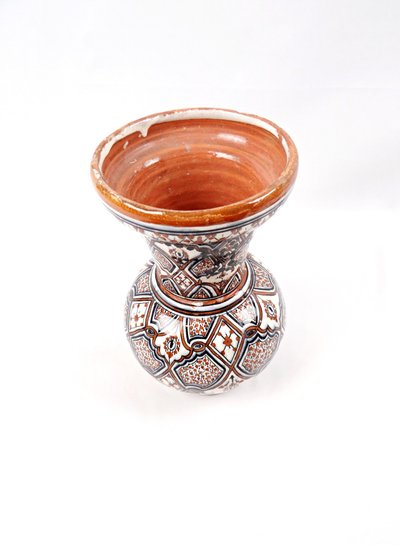 Vase boule à col évasé atelier Hasania à Safi art populaire du Maroc années 70