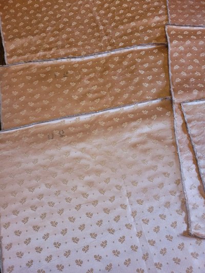 6 pink lampas presentation samples, late 19th century