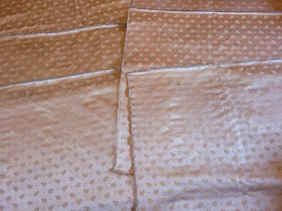 6 pink lampas presentation samples, late 19th century