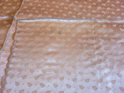 6 pink lampas presentation samples, late 19th century