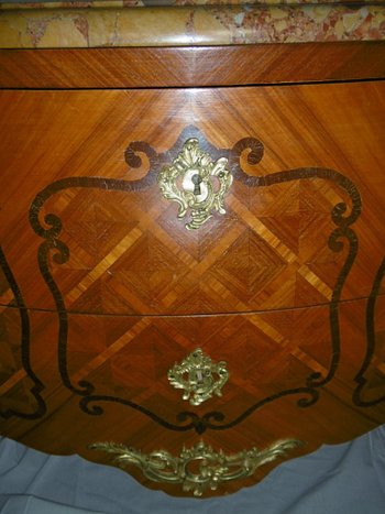 Kommode mit Intarsien 2 Schubladen Stil Louis XV