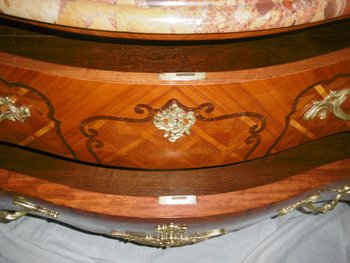 Kommode mit Intarsien 2 Schubladen Stil Louis XV