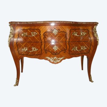 Commode Marquetée 2 Tiroirs De Style Louis XV