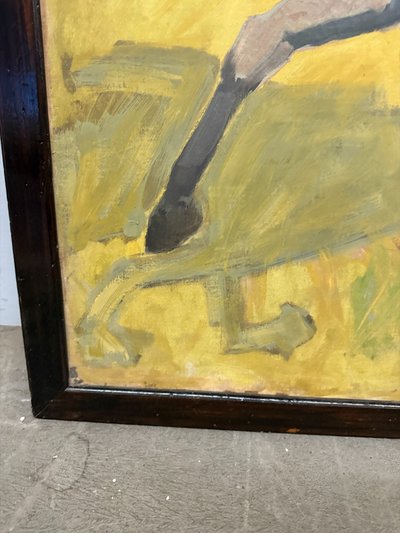 Antique oil painting on canvas "Nude Woman on Horseback" Rome 1921, 140x89cm
