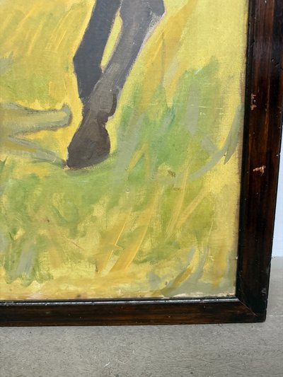 Antique oil painting on canvas "Nude Woman on Horseback" Rome 1921, 140x89cm