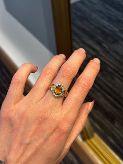 Gold, Citrine and Diamond Ring