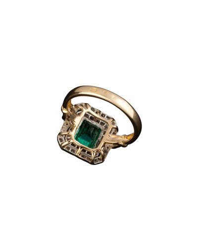 Gold, Platinum, Emerald And Diamond Ring 