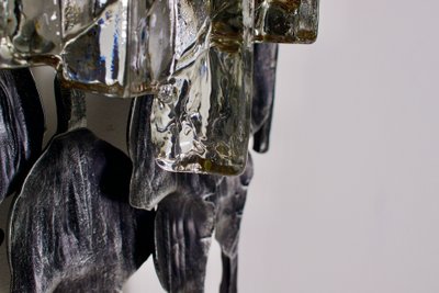 Großes Paar brutalistischer Wandleuchten aus Schmiedeeisen und Glas