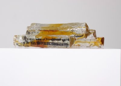 Großes Paar brutalistischer Wandleuchten aus Schmiedeeisen und Glas