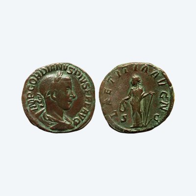 Sesterce “LAETITIA” by Gordian III — Certificate of authenticity