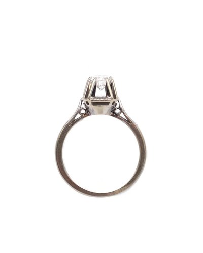 Bague solitaire en or blanc 18 carats, diamant de 0,50 ct, style rétro.