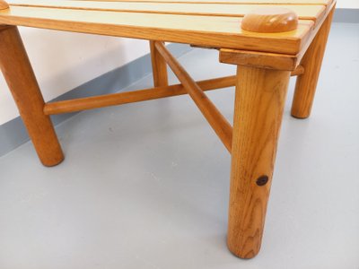 Vintage square coffee table in solid pine from the 70s and 80s