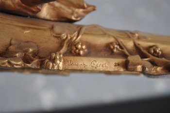 Coppia di grandi luci da parete in bronzo dorato Art Nouveau per bambini 77 cm