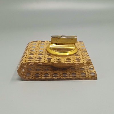 1970s Stunning Smoking Set in Vienna Straw By Geolel. Made in Italy