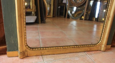 91 x 209 cm Large mirror, Louis XV overmantel, gilded wood, mercury glass