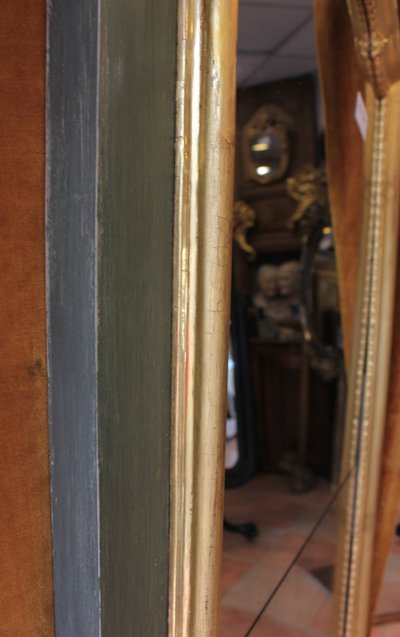 91 x 209 cm Large mirror, Louis XV overmantel, gilded wood, mercury glass