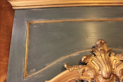 91 x 209 cm Large mirror, Louis XV overmantel, gilded wood, mercury glass