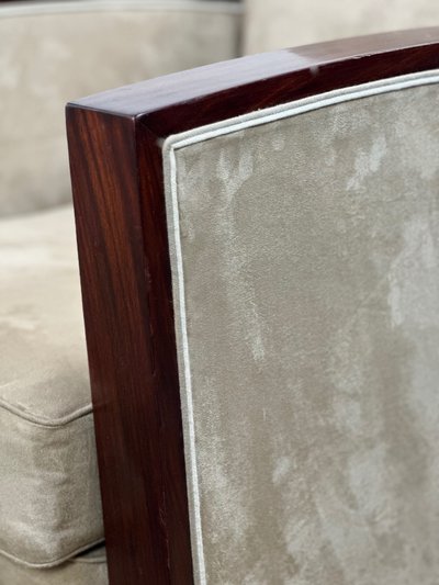 Sessel (Paar) Art Deco Epoche aus Palisander und Wildleder