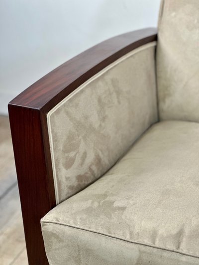 Sessel (Paar) Art Deco Epoche aus Palisander und Wildleder