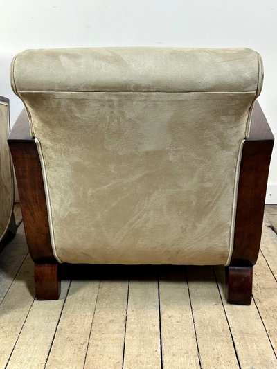 Sessel (Paar) Art Deco Epoche aus Palisander und Wildleder