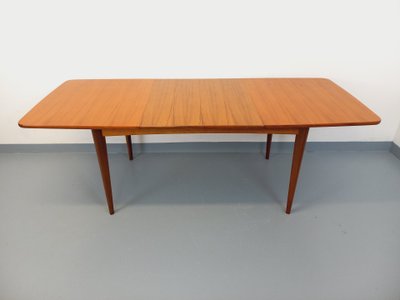 Vintage Scandinavian 50's 60's rectangular teak dining table with extensions