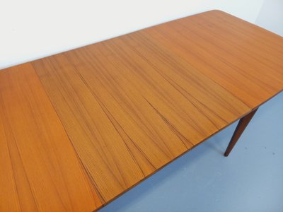 Vintage Scandinavian 50's 60's rectangular teak dining table with extensions