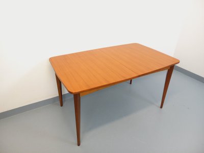 Vintage Scandinavian 50's 60's rectangular teak dining table with extensions
