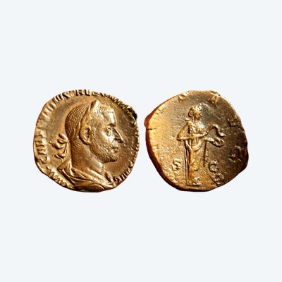 SALVS AVGG Sesterz des Trebonianus Gallus — Echtheitszertifikat