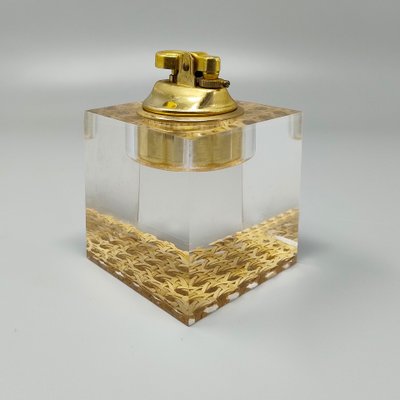 1970 - Superbe briquet de table en paille de Vienne par Geolel. Fabriqué en Italie