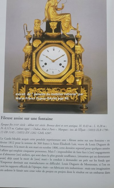 Pendule " la fileuse et la fidélité " en bronze doré fin XVIII début XIXème