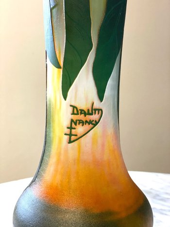 Daum Art Nouveau vase with khakis