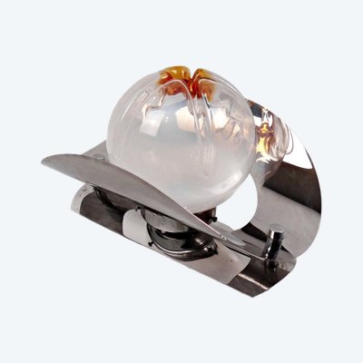 Lampada da parete Mazzega in vetro di murano e acciaio inox nello stile Space Age degli anni '60