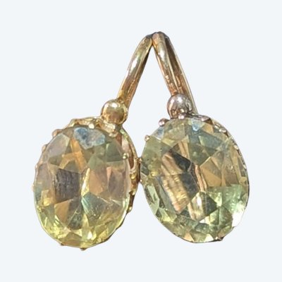 Antique French 18k gold sleeper earrings with Citrines, 2.8g CIRCA 1890