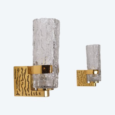 Lampade da parete brutaliste in ottone massiccio