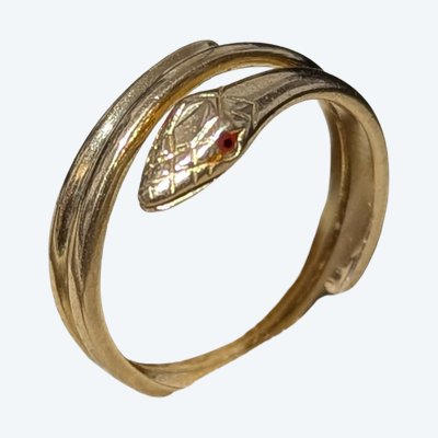 Vintage Bague Serpent Française Or massif 18k, 3.17g  CIRCA 1980