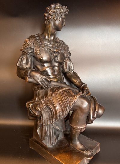 Large bronze sculpture, Julien de Medici 19th century (Michelangelo) 51 cm.
