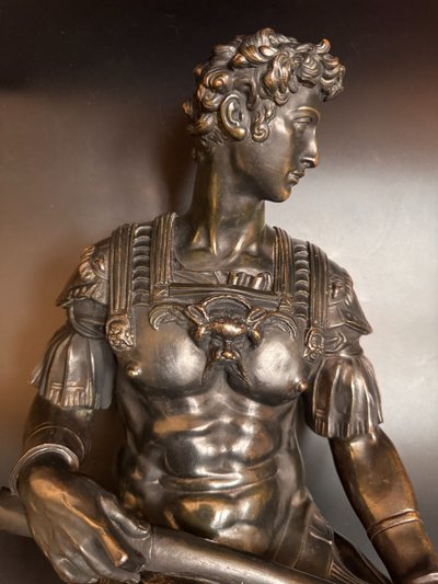Large bronze sculpture, Julien de Medici 19th century (Michelangelo) 51 cm.