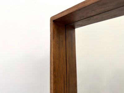 Square modernist wooden mirror - Scandinavian style, 70s
