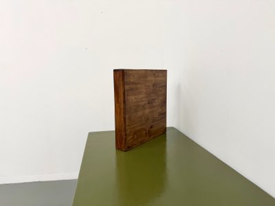Square modernist wooden mirror - Scandinavian style, 70s