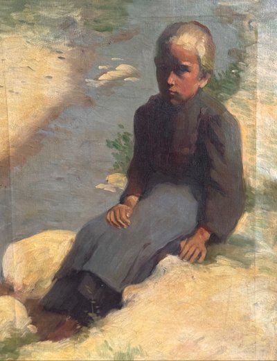 Giovane contadina vicino all'acqua