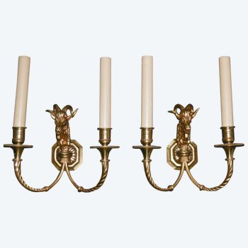 Paire d'Appliques style Louis XVI En Bronze Doré 