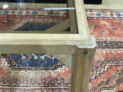 Couchtisch aus Eiche und Glasplatte, Arbeit aus den 1950er Jahren