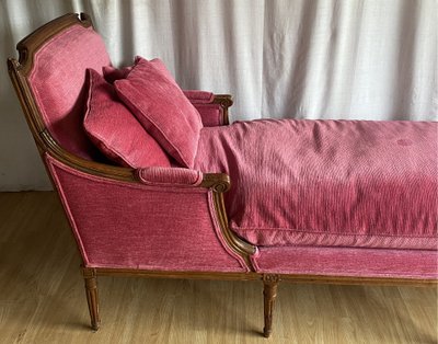 Chaise longue o chaise longue Luigi XVI in faggio XVIII