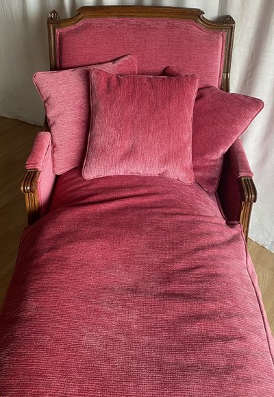 Chaise longue o chaise longue Luigi XVI in faggio XVIII
