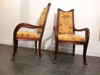 Louis Majorelle Pair Of Art Nouveau Armchairs